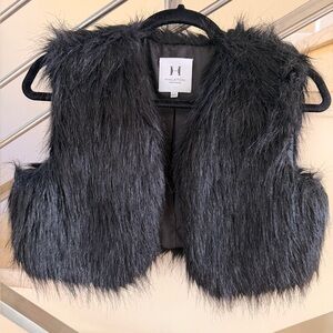 Halston Heritage Black Faux Fur Vest